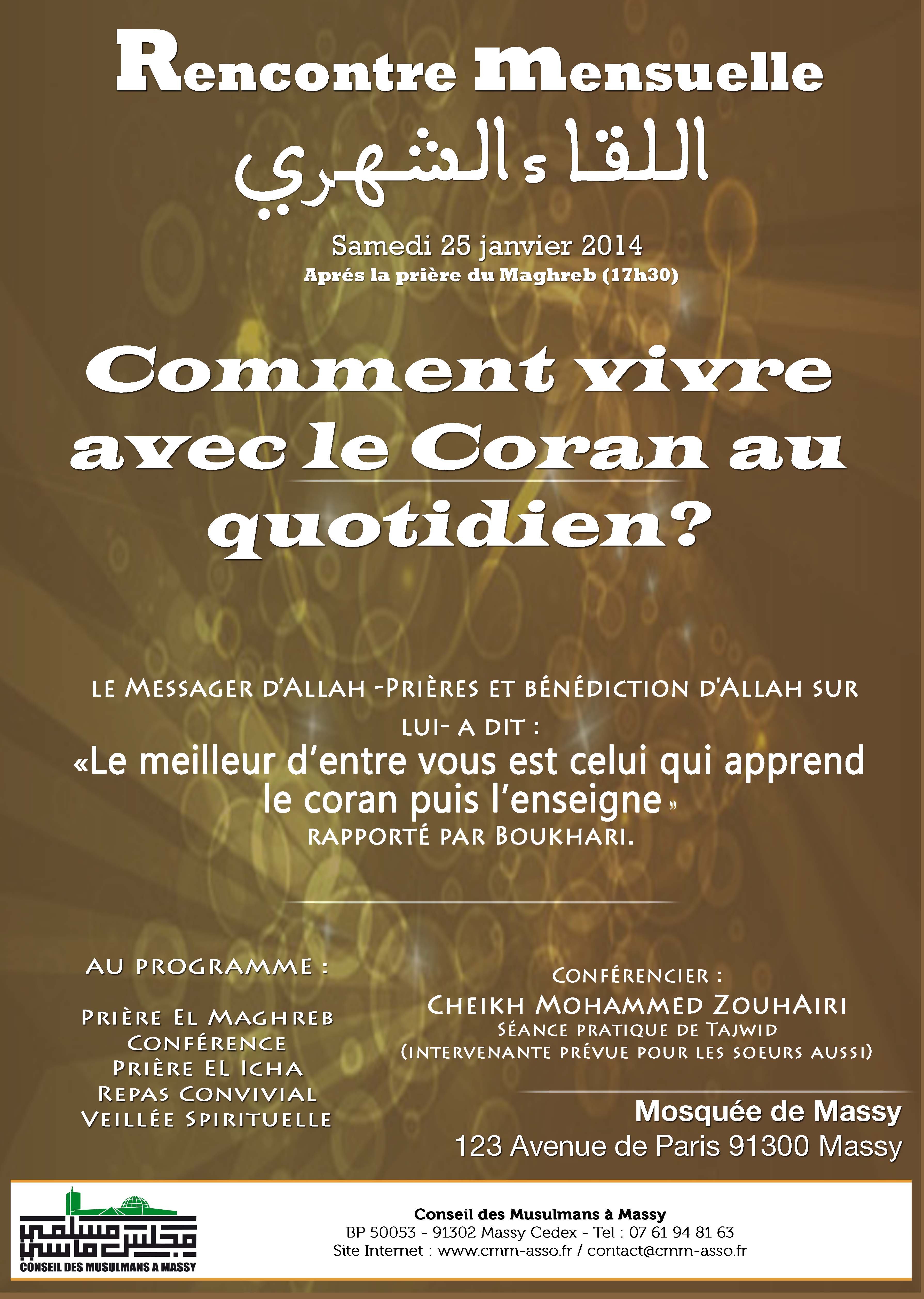 Affiche rencontre mensuelle du samedi 25/01/2014